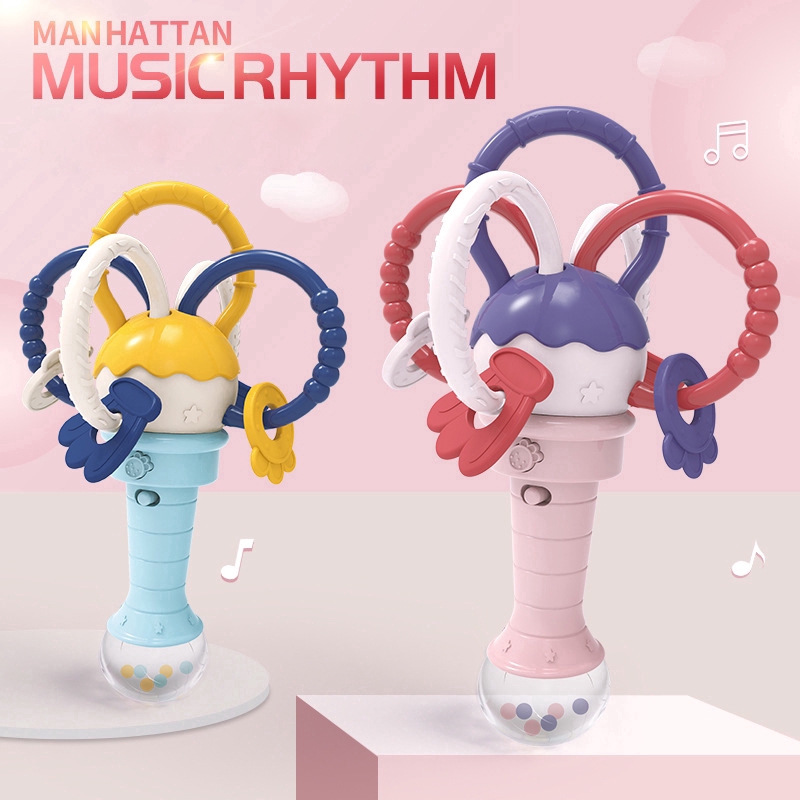 Manhattan Ball Rattle Stick Light Music Molar Stick Baby Toy Detachable