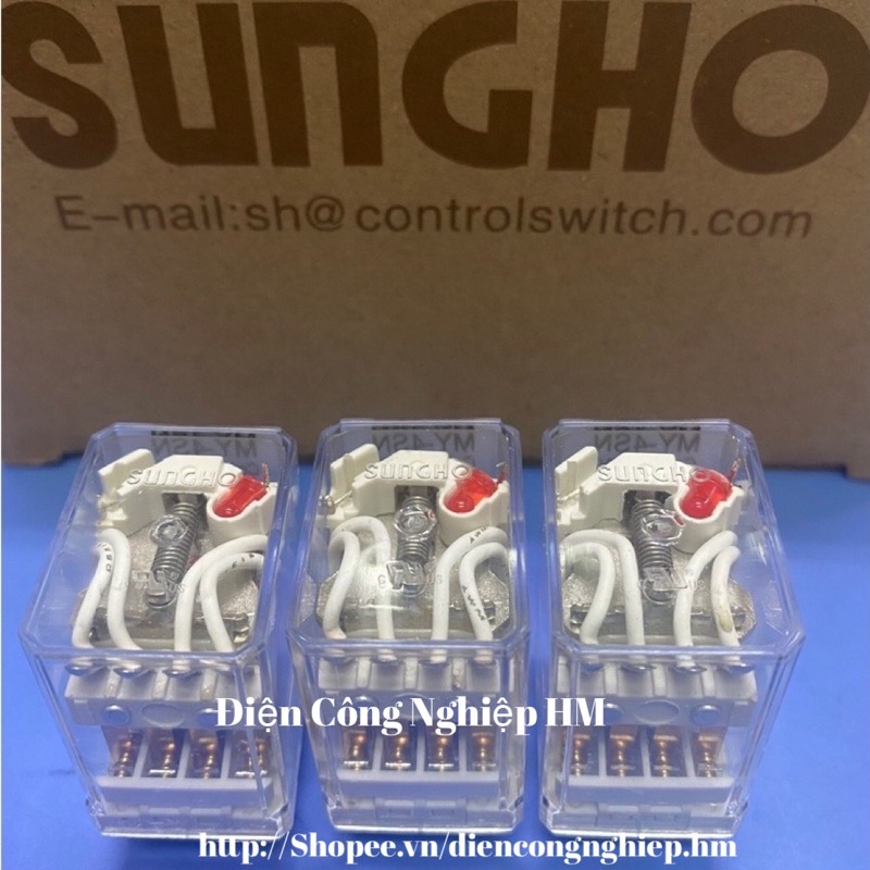 Relay Rơ Le trung gian SUNGHO MY-4SN 14 chân dẹt nhỏ, có đèn - CHÍNH HÃNG