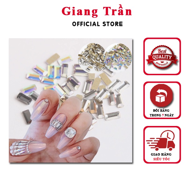 Đá chân bằng chữ nhật sáng bóng làm nail đẹp xinh