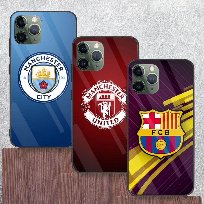 Ốp Lưng iphone 11, 11 pro, 11 pro max mặt kính cường lực cao cấp In hình Câu Lạc Bộ Bóng Đá