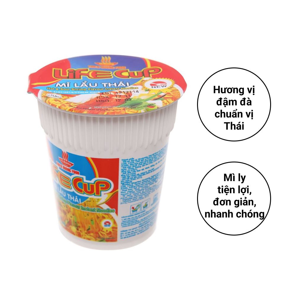Thùng 24 ly Mì Vị Hương Life Cup lẩu Thái