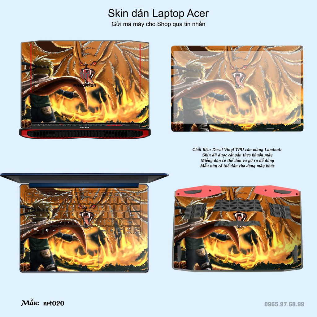 Skin dán Laptop Acer in hình Naruto (inbox mã máy cho Shop)