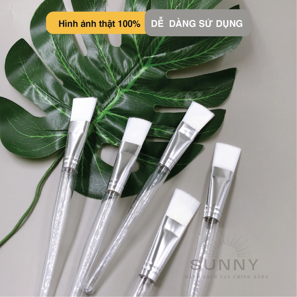 SET 5 Chổi Đắp Mặt Nạ Cán Nhựa Trong Lông Trắng Cực Mềm Mại