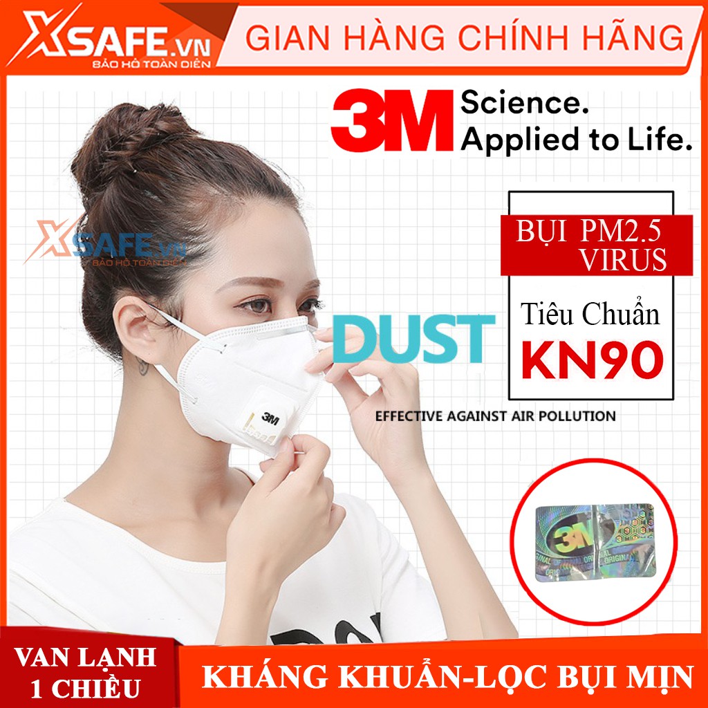 [CHÍNH HÃNG] Khẩu trang 3M 9001V Van lạnh 1 chiều, Khẩu trang y tế 3D kháng khuẩn, chống bụi mịn, phòng dịch - Xsafe