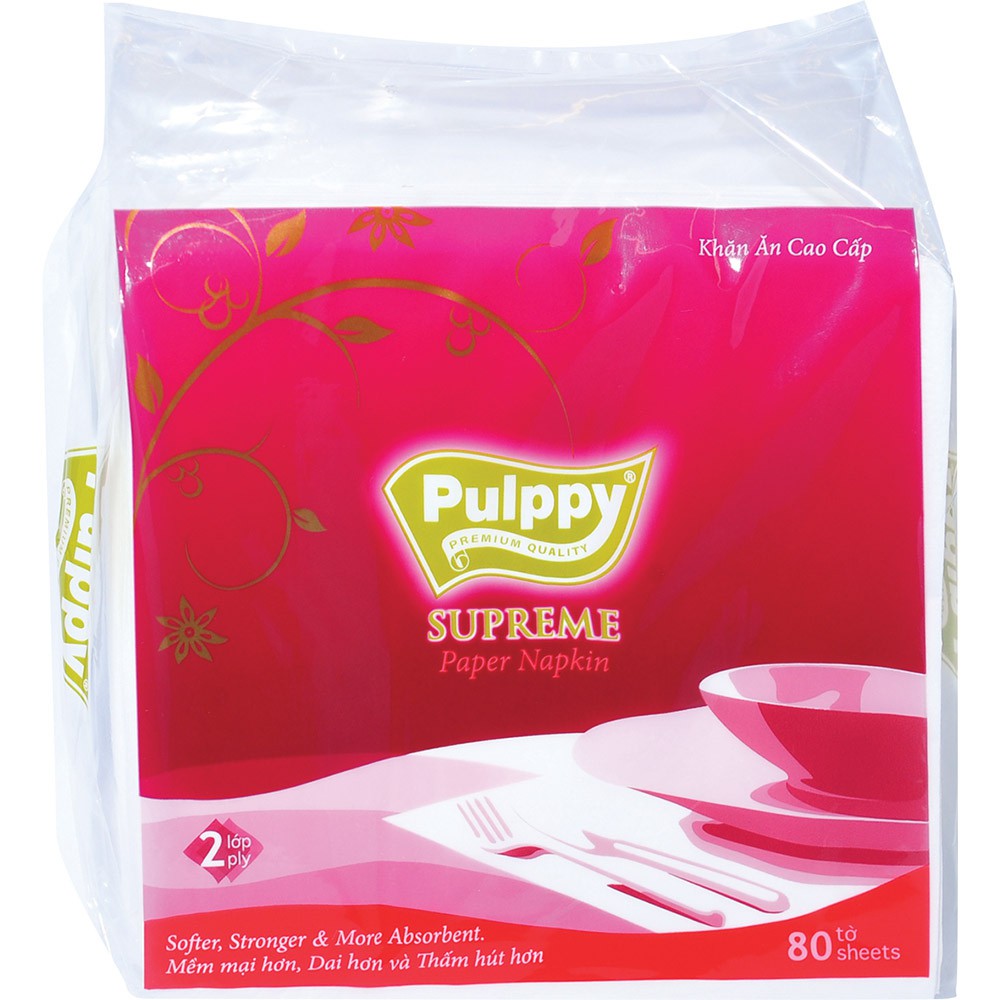 Khăn ăn Pulppy Supreme 33x33cm 80 tờ