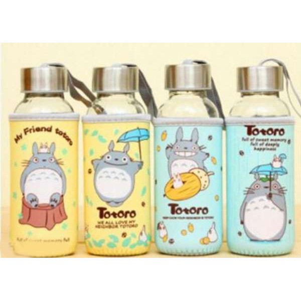 Bình nước totoro BNP1 thuỷ tinh bình nước doraemon Bình nước thủy tinh có dây xách bình nước bọc vải giữ nhiệt 350ml | BigBuy360 - bigbuy360.vn