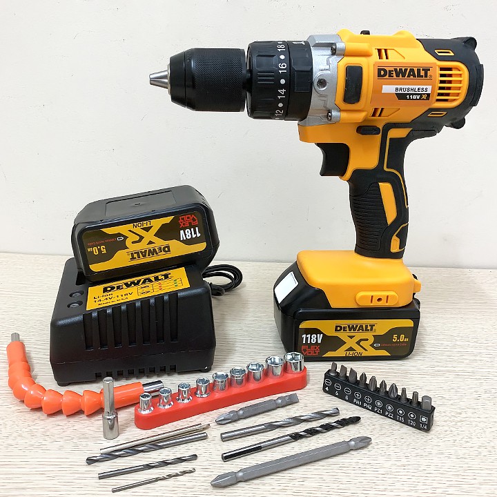 Máy khoan có búa dùng pin DEWALT 118V - PIN chuẩn 10 Cell - Khoan tường, bắt vit, siết bulong,..