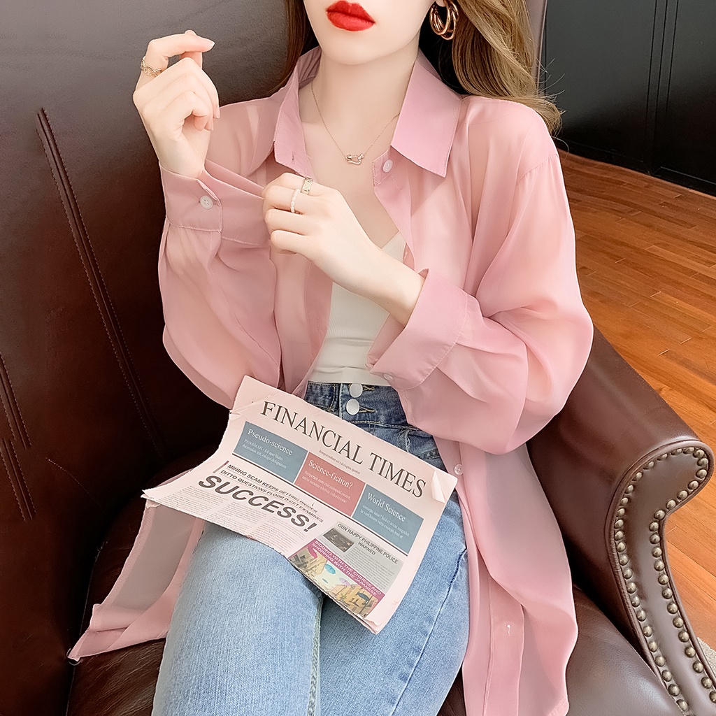 Áo khoác sơ mi ZHELIHANGFEI cổ polo dài tay dáng rộng thời trang