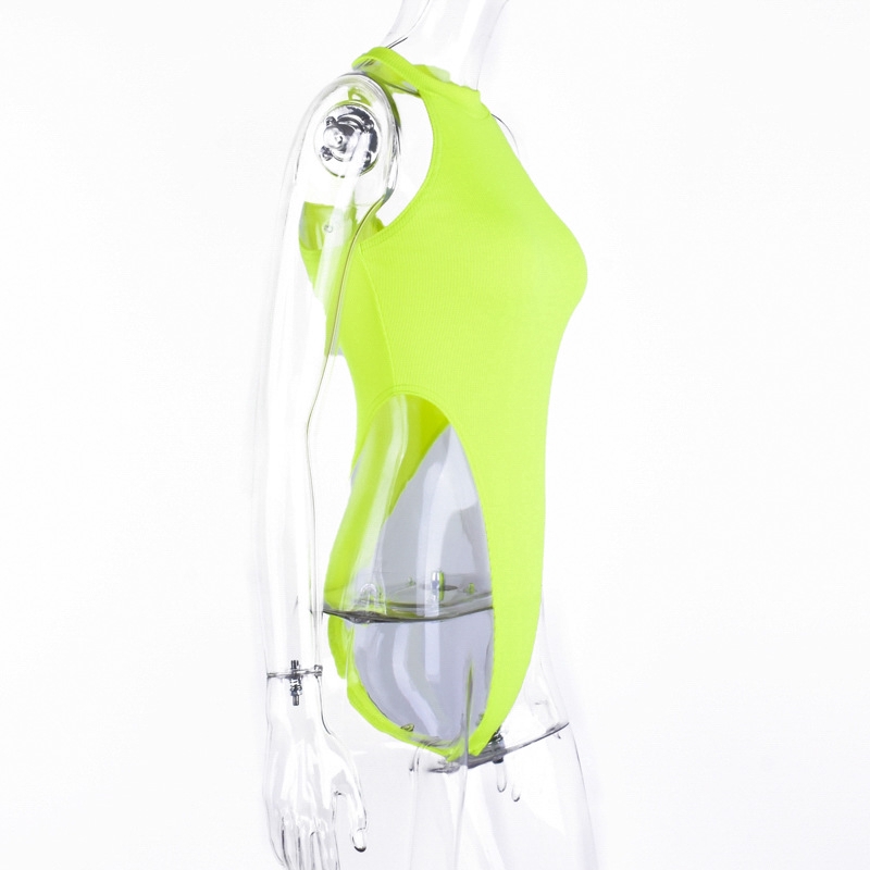 Bộ bodysuit không tay cổ chữ O màu trơn gợi cảm cho nữ | BigBuy360 - bigbuy360.vn
