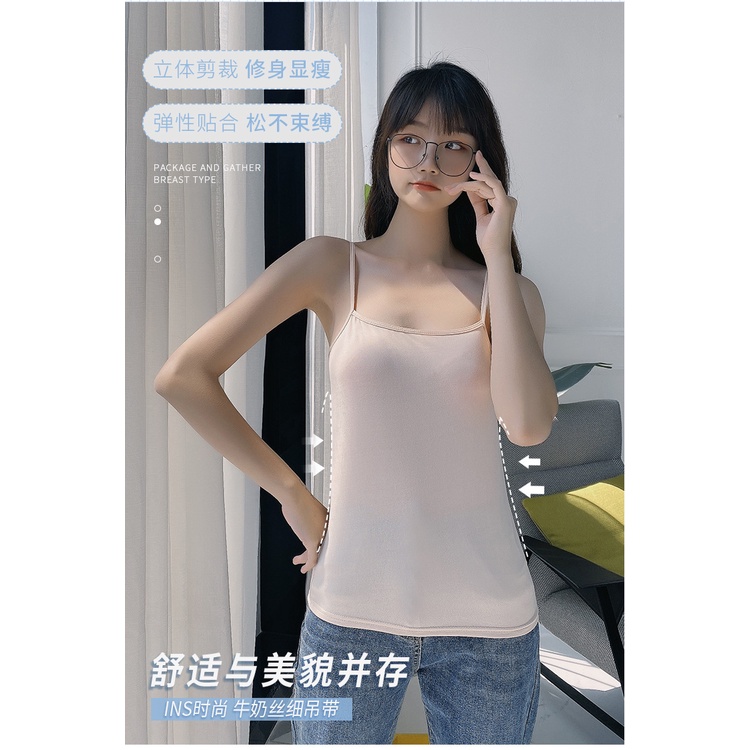 Plus Size Slip Top Women's Long Slim-Fit Slimming Sleeveless Top Spring and Summer Inner Black Bottoming Shirt for Students