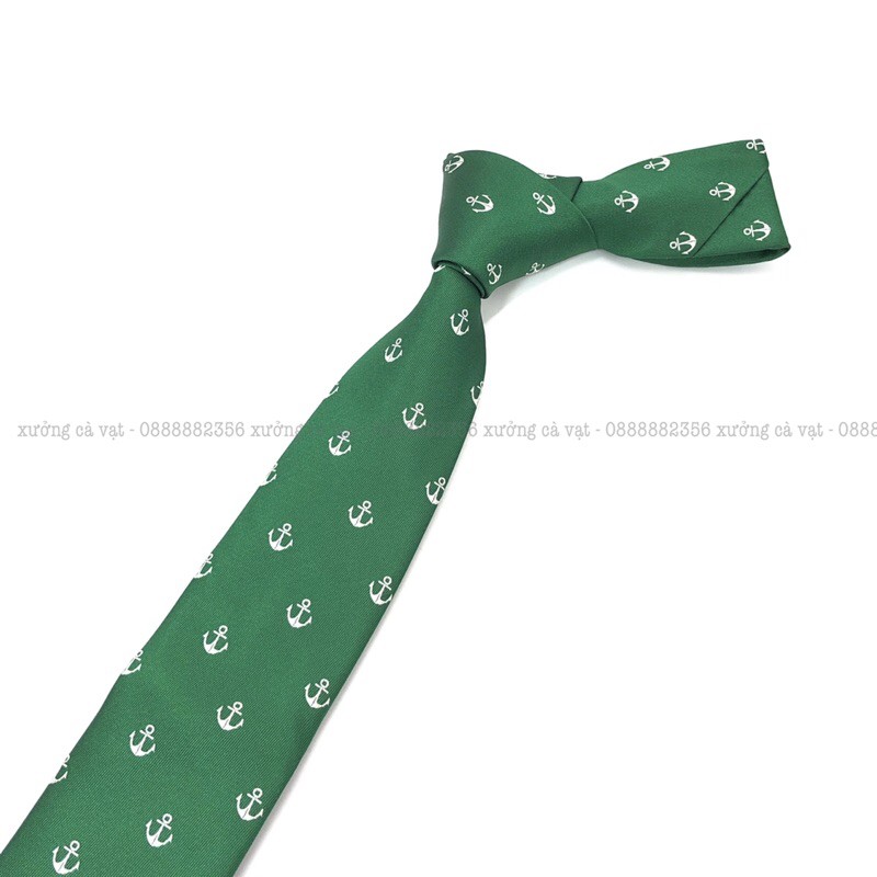 Cà vạt nam mầu xanh lá hoạ tiết mỏ leo bản 6cm cao cấp