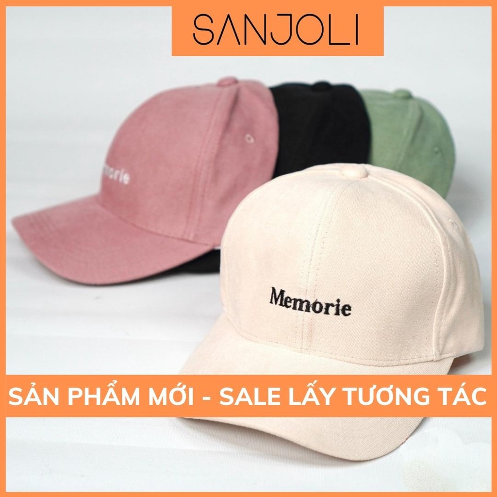 Mũ lưỡi trai SANJOLI Nón kết thêu chữ Memorie phong cách Ulzzang form unisex nam nữ NO001