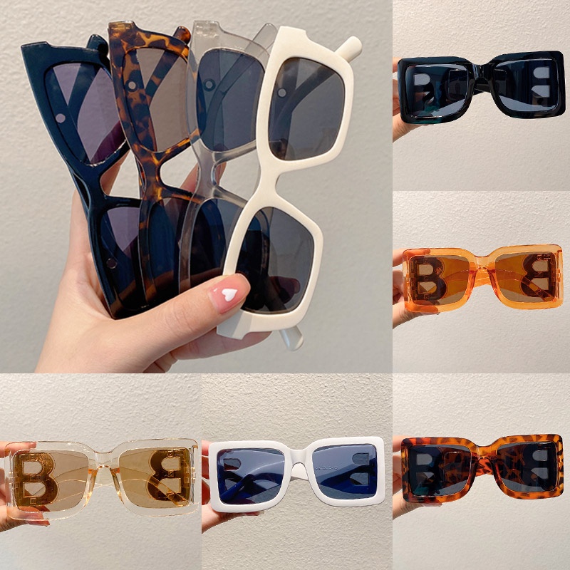 Kính Mát Gọng Vuông Chống Tia UV Phong Cách Retro Thời Trang