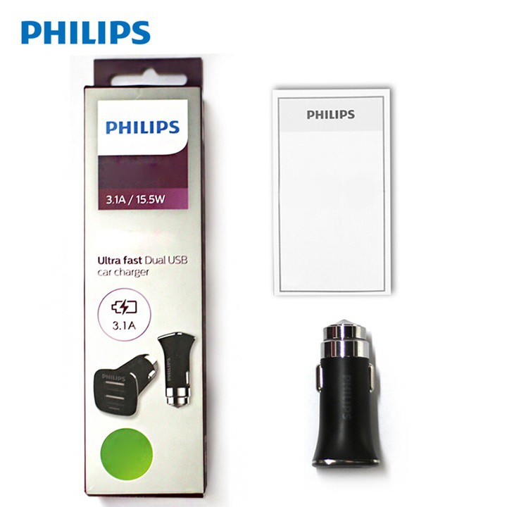 [Mã BMBAU50 giảm 7% đơn 99K] Tẩu sạc ô tô cao cấp Philips DLP2018 Công suất đầu ra: 15.5W - HÀNG CHÍNH HÃNG