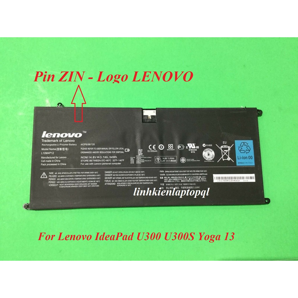 Pin Laptop Lenovo IdeaPad U300 U300S Yoga 13 L10M4P12