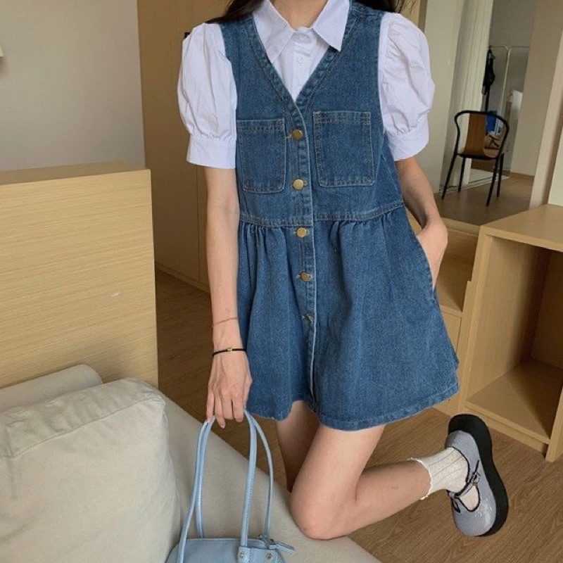 Đầm Yếm denim mùa hè hàng loại 1 nặng tay bigsize 3xl