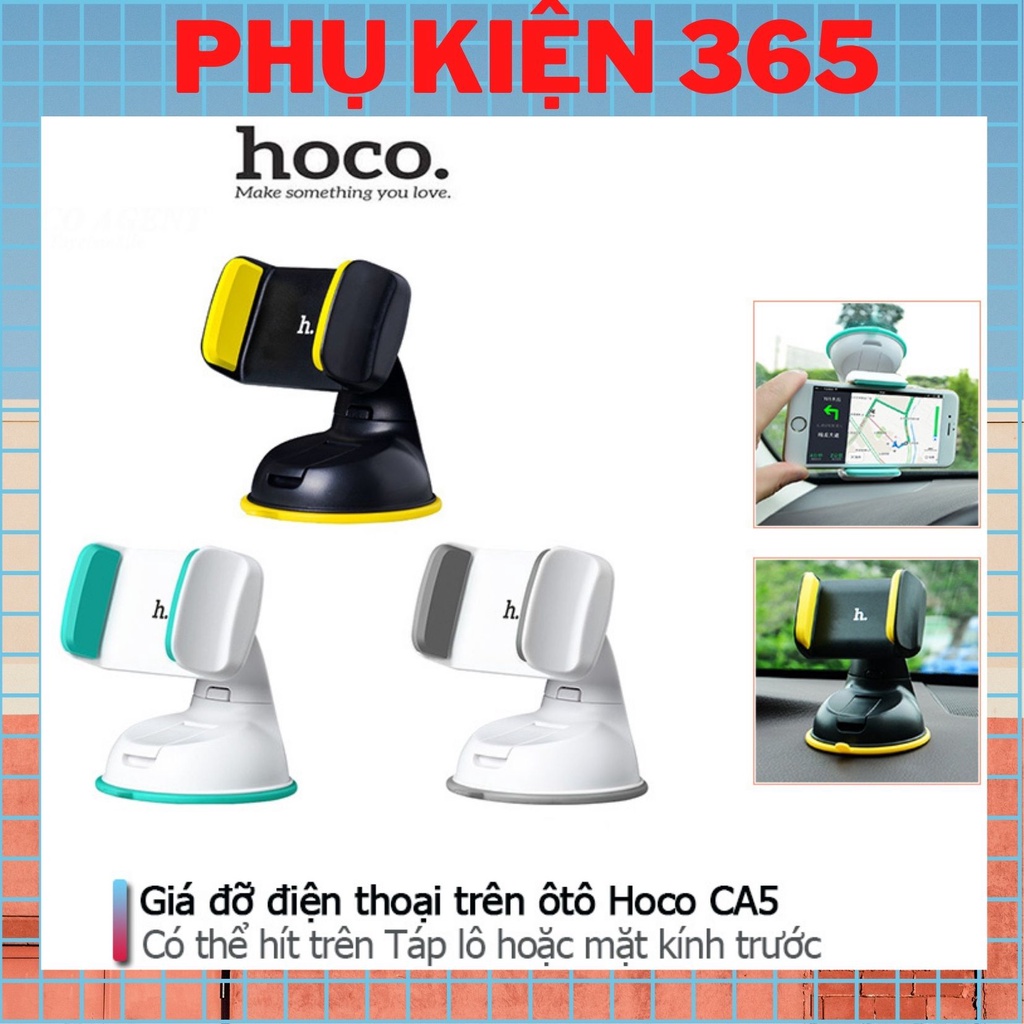 Giá đỡ Car Hoder CA5 kẹp điện thoại di động trên xe hơi oto/ô tô xoay 360 độ đế hít chân không gắn tablo,kính