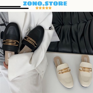Sục nữ mũi vuông đế bệt gót vuông da mềm đi êm chân thời trang mới Zono HH554