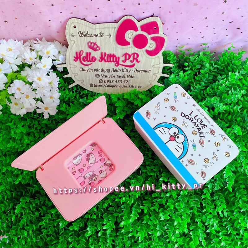 Hộp đựng khẩu trang - khăn giấy Hello Kitty - Doremon Doraemon