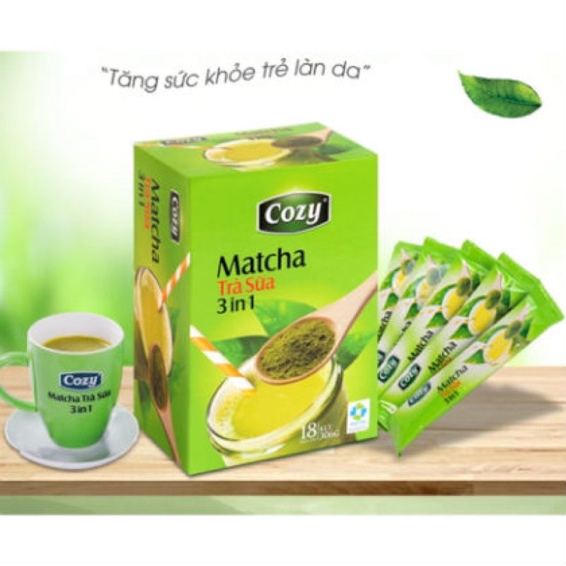 Trà sữa matcha 3 in 1 Cozy hộp 18 gói