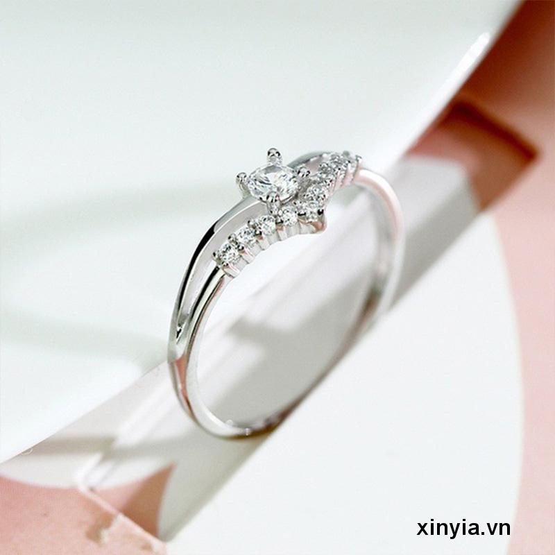 Nhẫn Hợp Kim Đính Đá Zircon Đơn Giản Cho Nữ