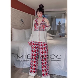 BỘ PIJAMA HOẠ TIẾT ĐÁM CƯỚI THỎ CAO CẤP