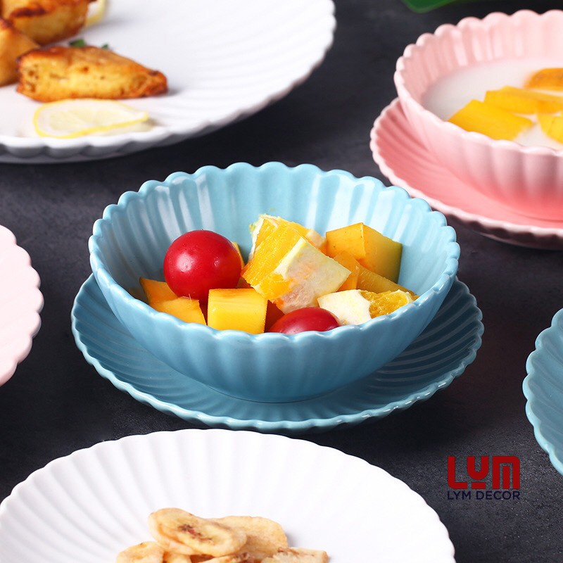 (SẴN HÀNG) Set bát đĩa Hoa cúc màu pastel - Chén dĩa sứ cao cấp xuất khẩu