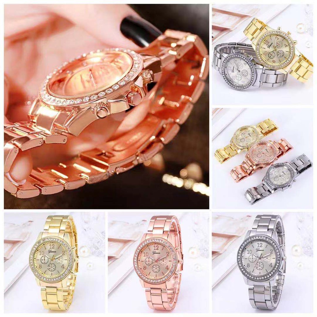 Đồng Hồ Đeo Tay GENEVA ANALOG Đính Đá Thời Trang Cao Cấp Cho Nữ Q2U4