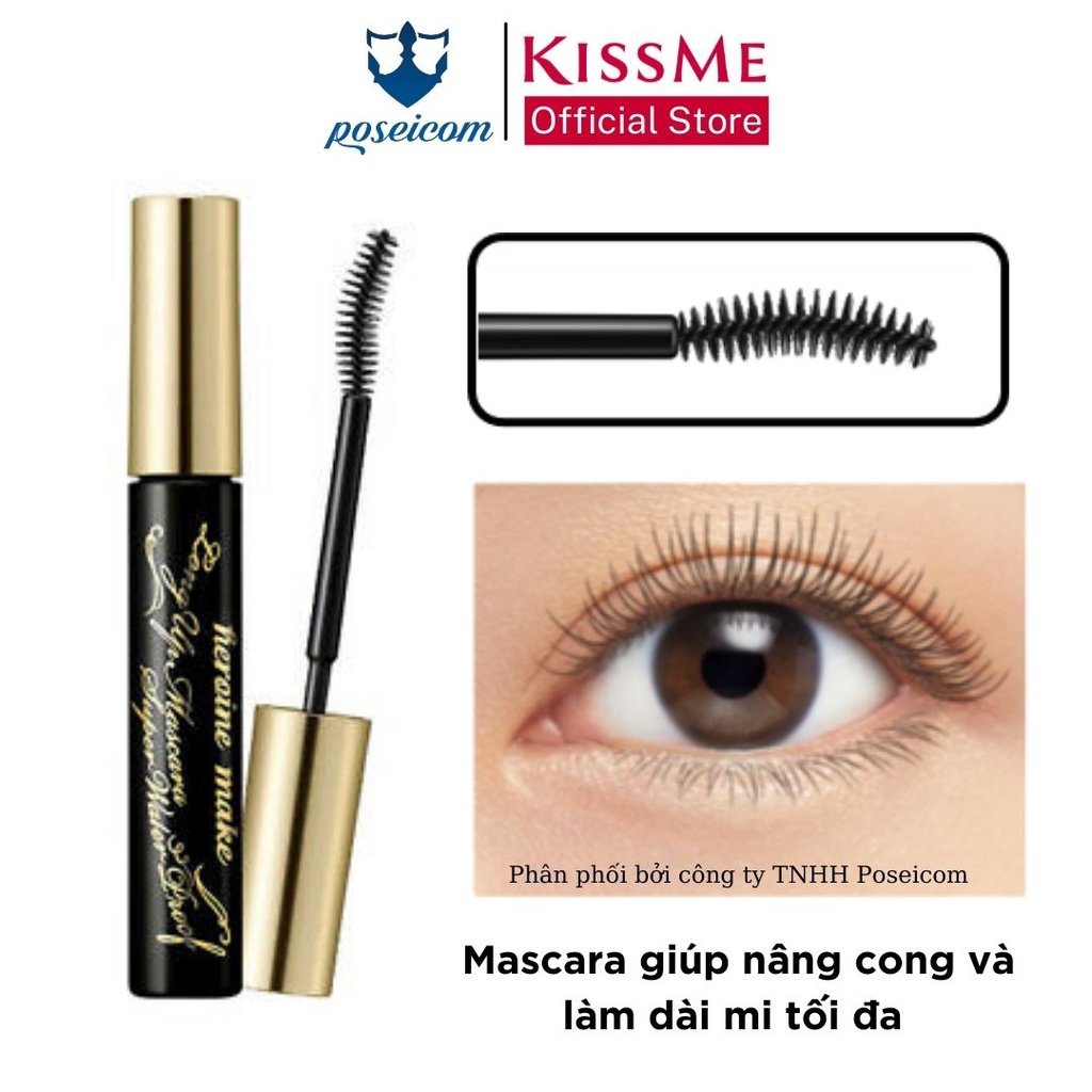 Chuốt Mi Mascara Kissme Siêu Bền Giúp Nâng Cong Và Dày Rậm Mi Tối Đa Kissme Heroine Mascara WP 6G Mi dài hơn 5mm