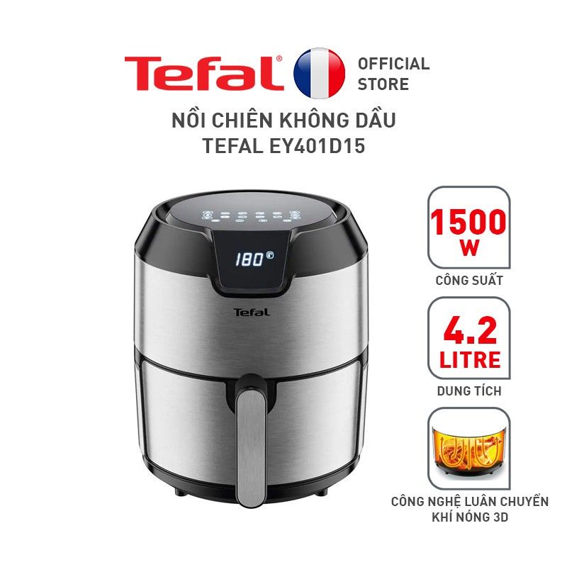 [CHÍNH HÃNG] Nồi chiên không dầu điện tử Tefal EY401D15 - Công suất 1500W - Size XL 4,2 - Bảo hành 24 tháng