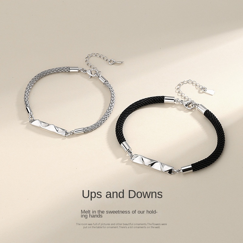 Vòng Tay Dây Bện Mặt Hình Trái Tim Cho Cặp Đôi