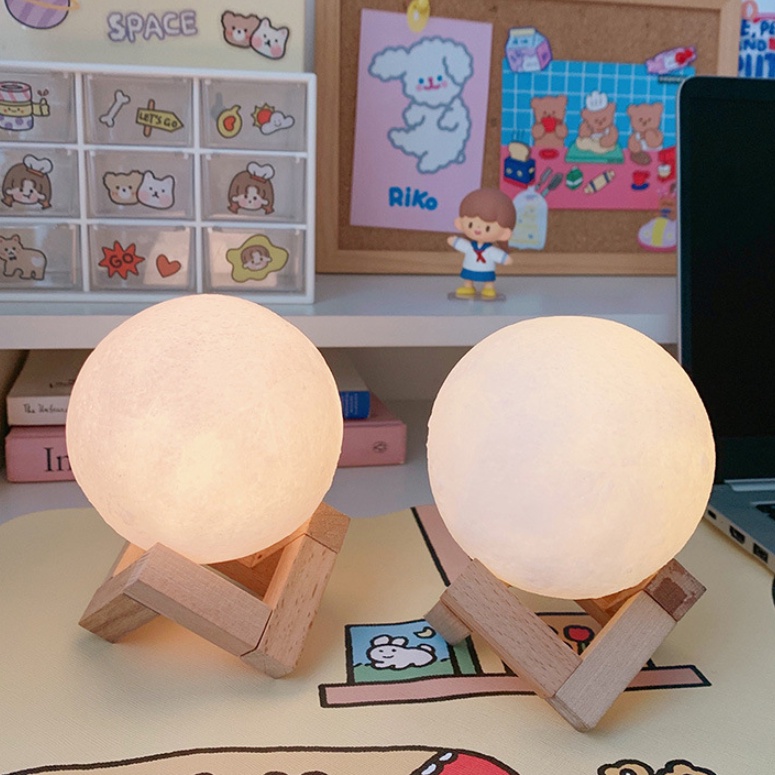 Đèn Ngủ 3d mặt trăng Kèm chân đế gỗ, đèn Moon Light Các Hành Tinh