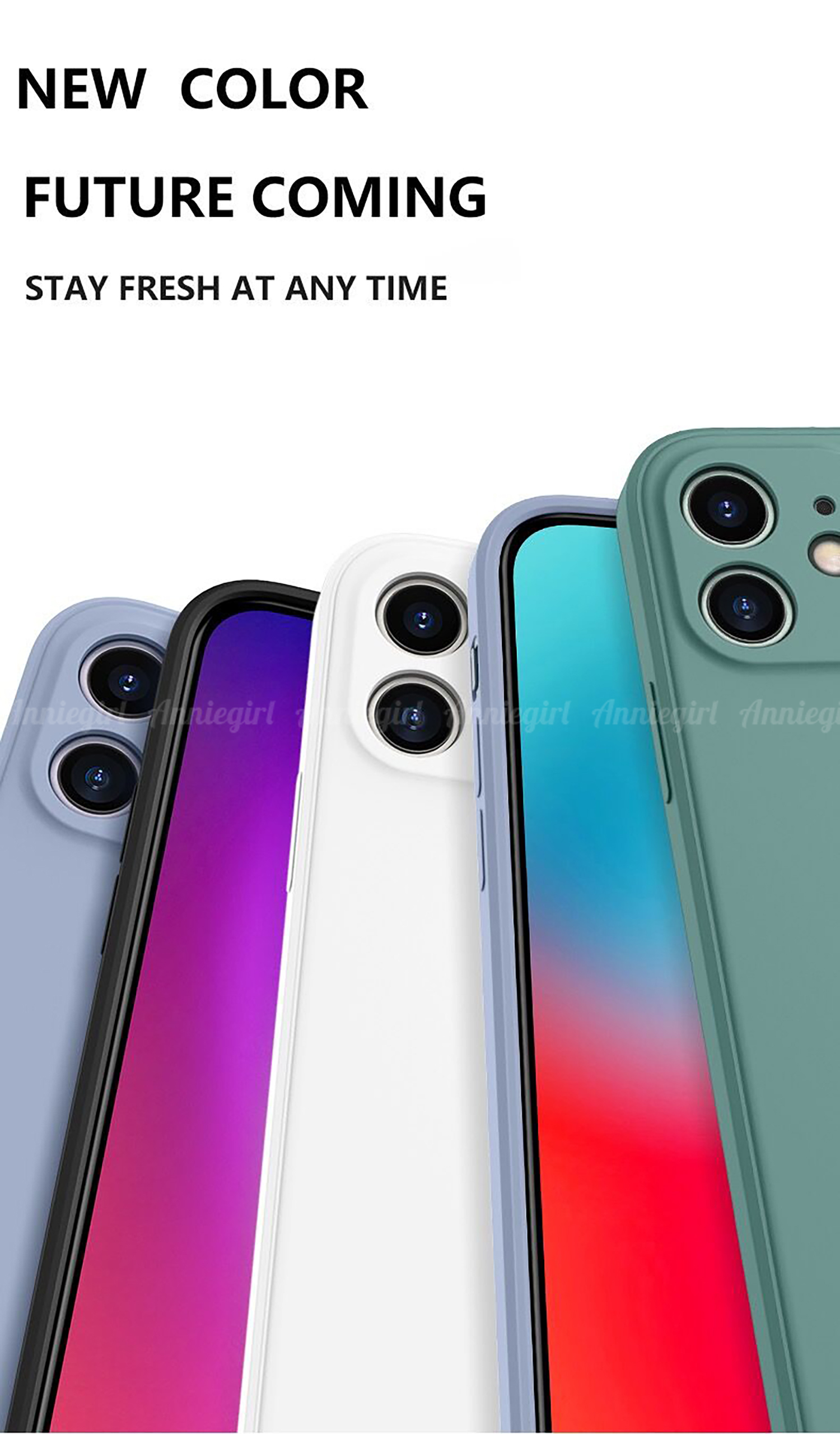 Ốp lưng silicon mềm dáng vuông bảo vệ ống kính camera màu trơn cho iPhone 12 11 Pro Max X Xs Max XR 6 8 7 Plus SE 2020