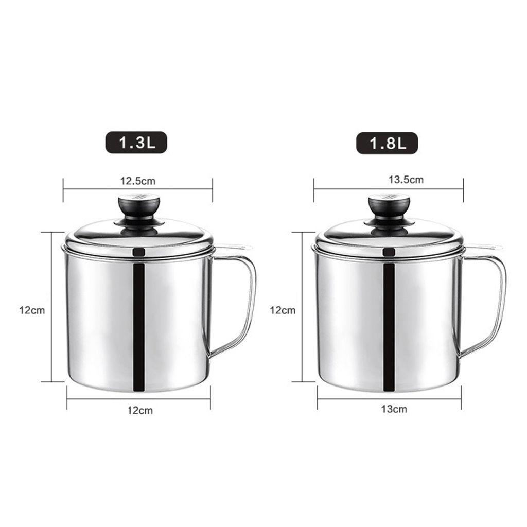 YIYU 1 nồi lọc dầu bằng thép không gỉ 1.3L/1.8L có tay cầm và nắp đậy tiện dụng