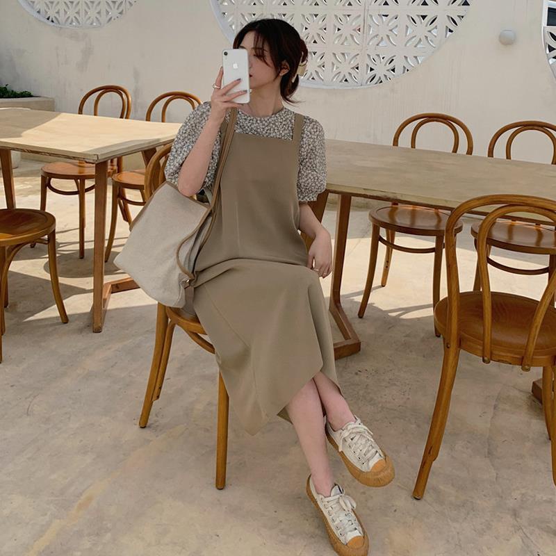 Bộ Áo Sơ Mi Ngắn Tay + Đầm Midi Ôm Dáng Phong Cách Pháp Hàn Quốc Thời Trang Cho Nữ