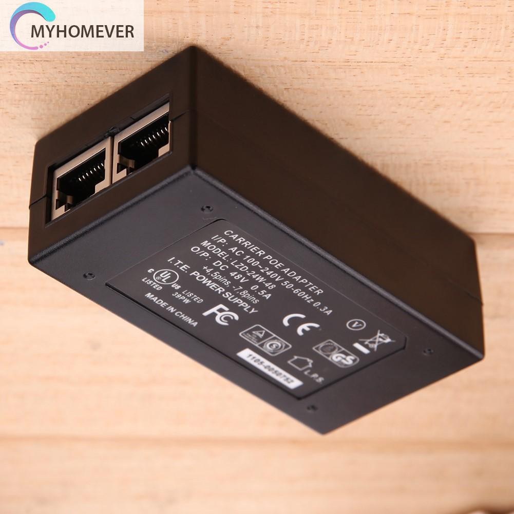 myhomever 48V 0.5A 24W Desktop POE Power Injector Ethernet Adapter Surveillance CCTV