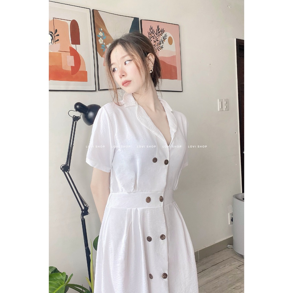 Maxi nút gỗ cổ vest Lovi