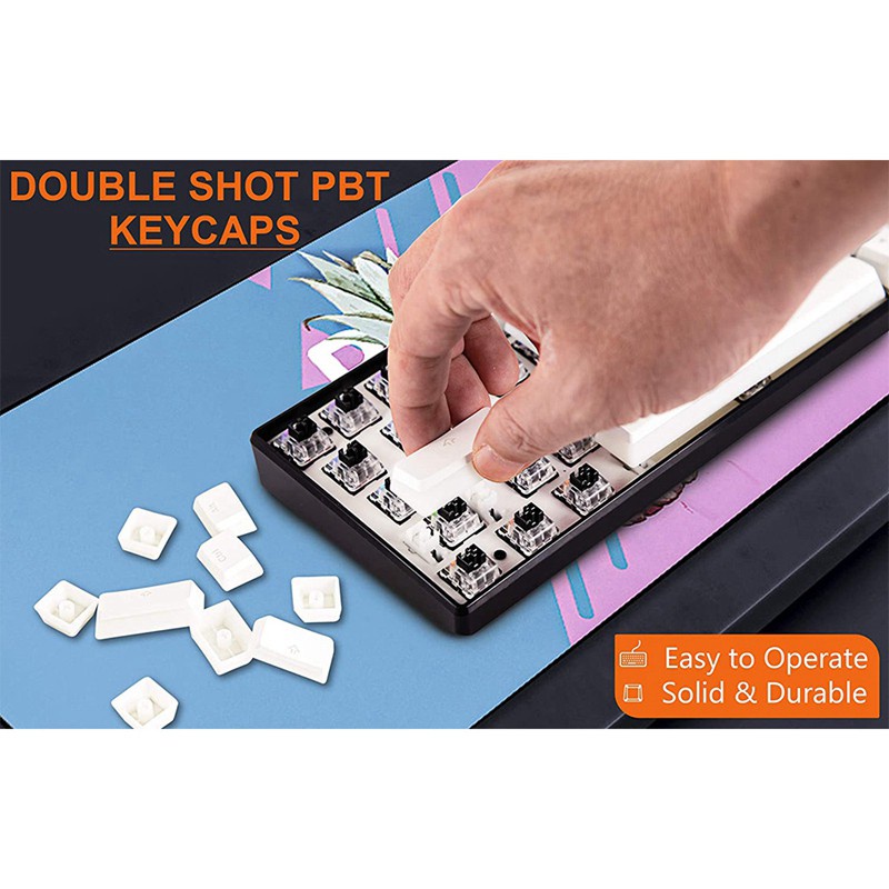 Double Shot PBT Pudding Keycaps 104 Translucent Scrub Keycap Compatible with Cherry MX Mechanical Keyboard with Puller