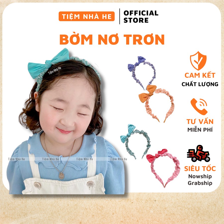 Bờm cài tóc nơ trơn phong cách ulzzang hàn quốc dễ thương cho bé gái