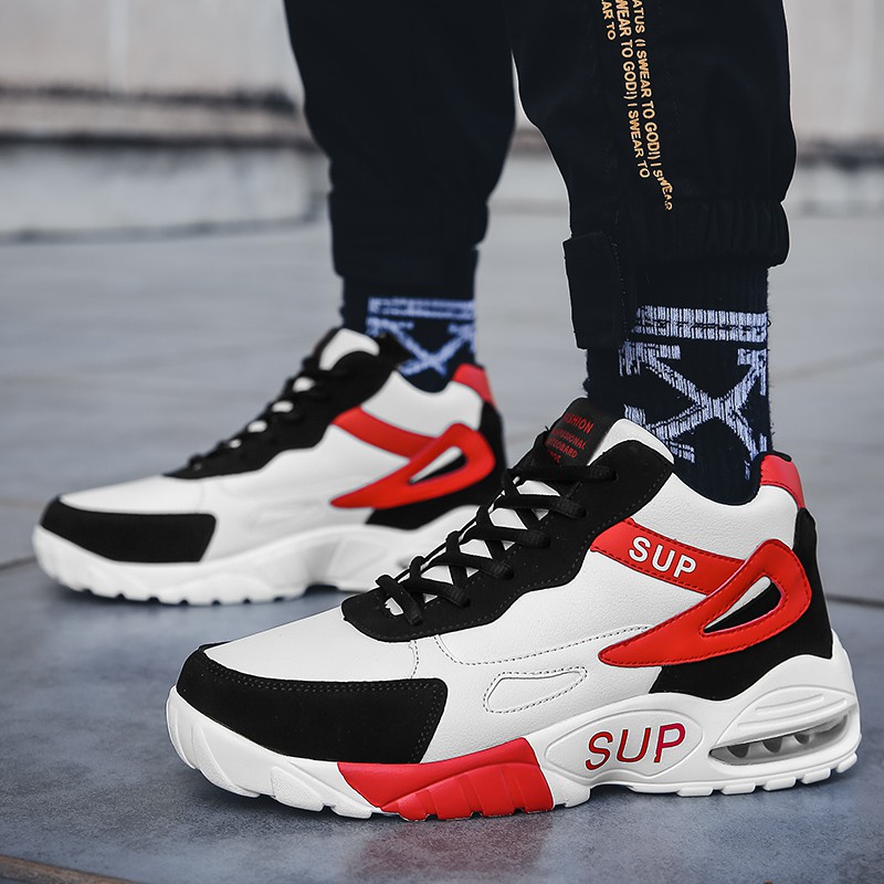 【 Ready Stock 】 SUPREME 100% air cushion Men Women High-top Sneakers SUP fashion outdoor running shoes Basketball shoes