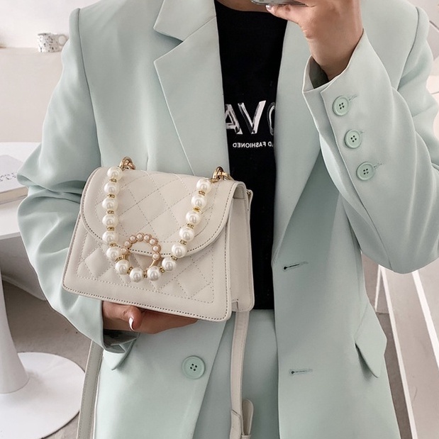 Túi xách nữ đẹp, túi đeo chéo phối ngọc sang chảnh đi chơi thời trang PK 388