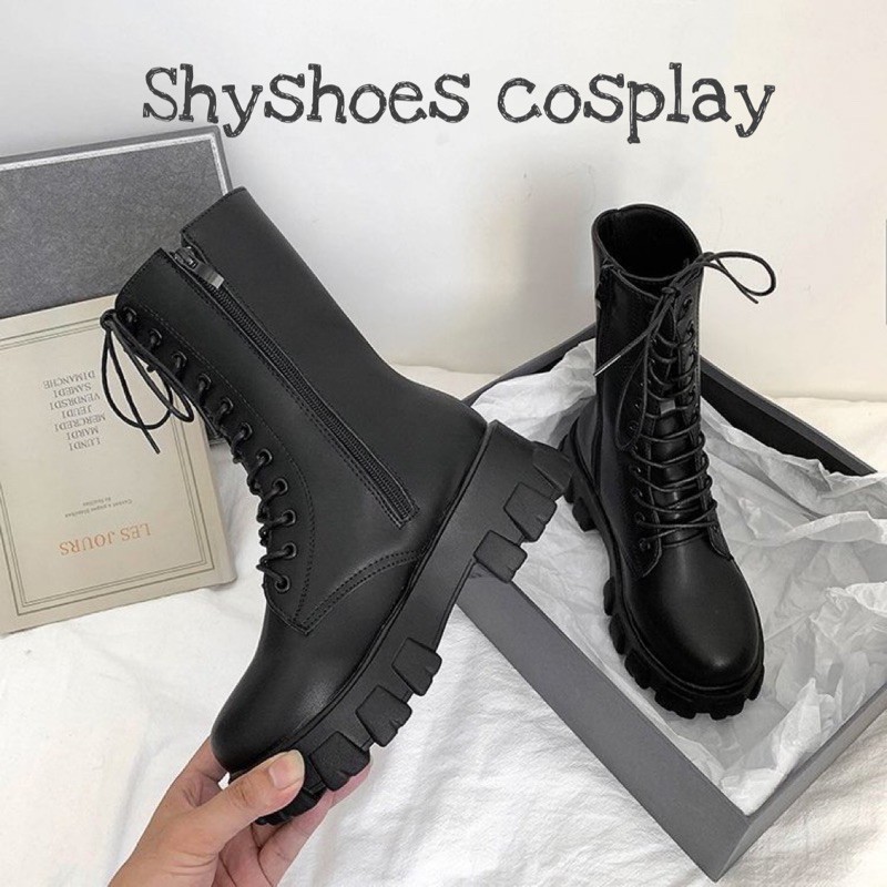 🔥 Boot chiến binh Martin Gothic ống cao phối dây kéo phong cách cá tính