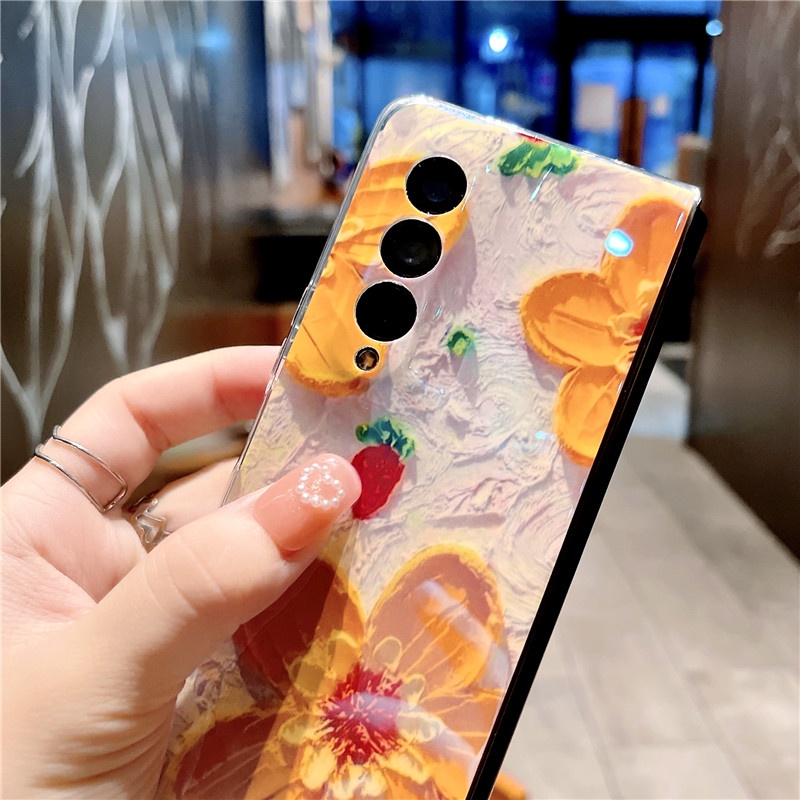 Ốp Điện Thoại Blu-Ray Chống Sốc Họa Tiết Hoa Hoạt Hình Cho Samsung Galaxy Z Fold 3