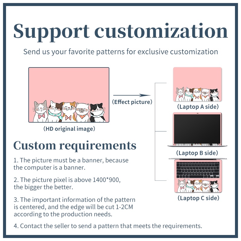 Miếng Dán Trang Trí Bảo Vệ Máy Tính Xách Tay / Notebook Họa Tiết Dễ Thương