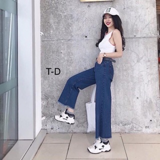 Quần bò ông ống rộng rua gấu_Thu