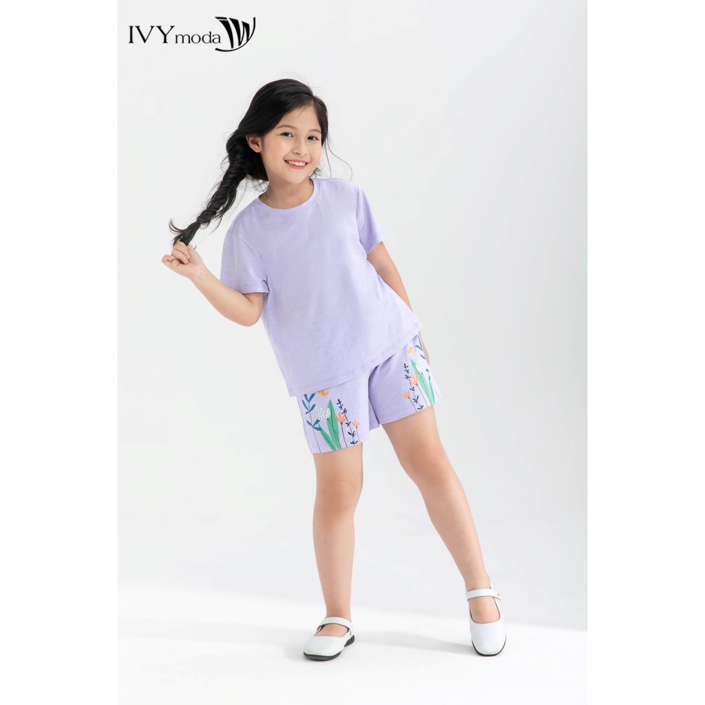 Áo thun cổ tròn bé gái IVY moda MS 57G1316