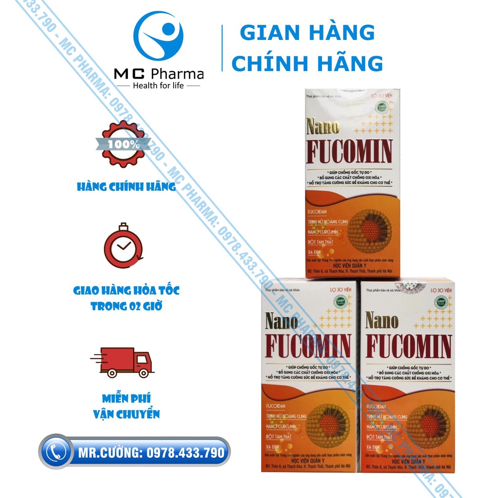 {Chính Hãng} Combo 03 hộp Nano Fucomin Học viện quân y {Tăng cường miễn dịch, giảm tác dụng phụ của hóa trị xạ trị}