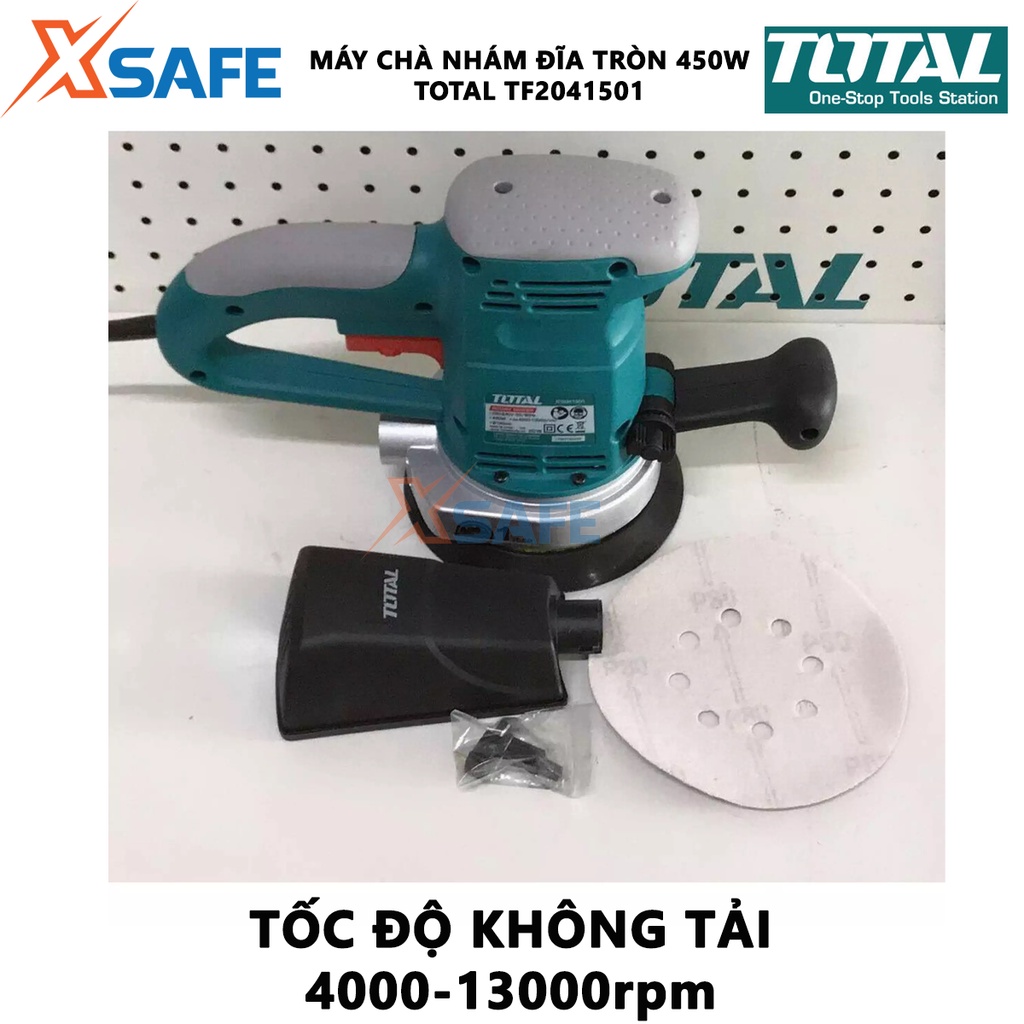 Máy chà nhám đĩa tròn Total TF2041501 Dụng cụ chà nhám cầm tay Công suất 450W Tốc độ không tải 4000-13000rpm -Chính hãng