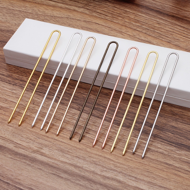 1 cán trâm chữ U 110mm nguyên liệu làm trâm làm trang sức cổ trang cosplay cổ phục có màu KC