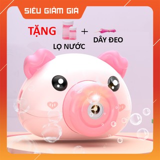 [ LOẠI MỚI] Đồ chơi máy ảnh thổi bong bóng heo hồng tự động có nhạc